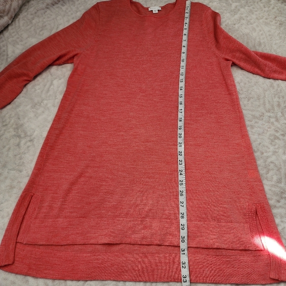 J Jill Women's Tunic Top 100% Merino Wool Size M Orange 3/4 Sleeves - Picture 10 of 14